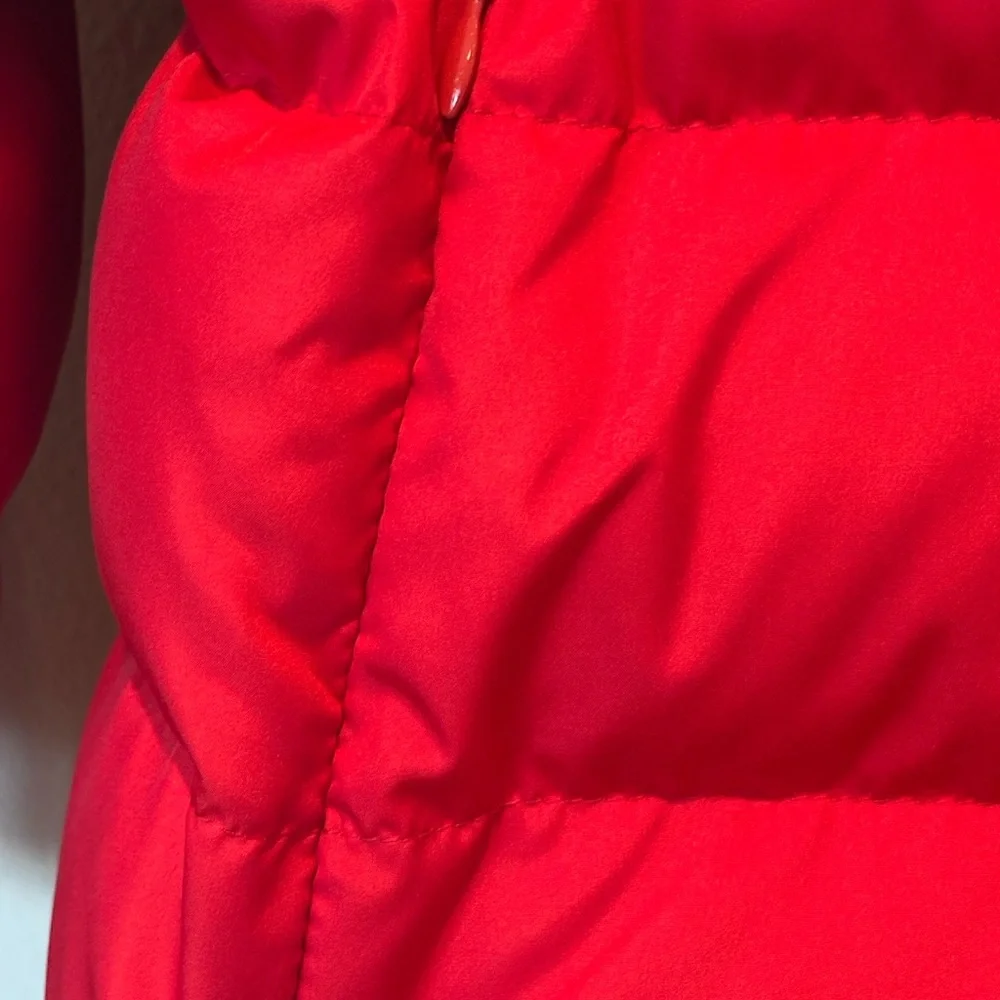 Lands' End Vibrant Red Puffer Coat with Faux Fur Hood Like New! - Picture 4 of 7